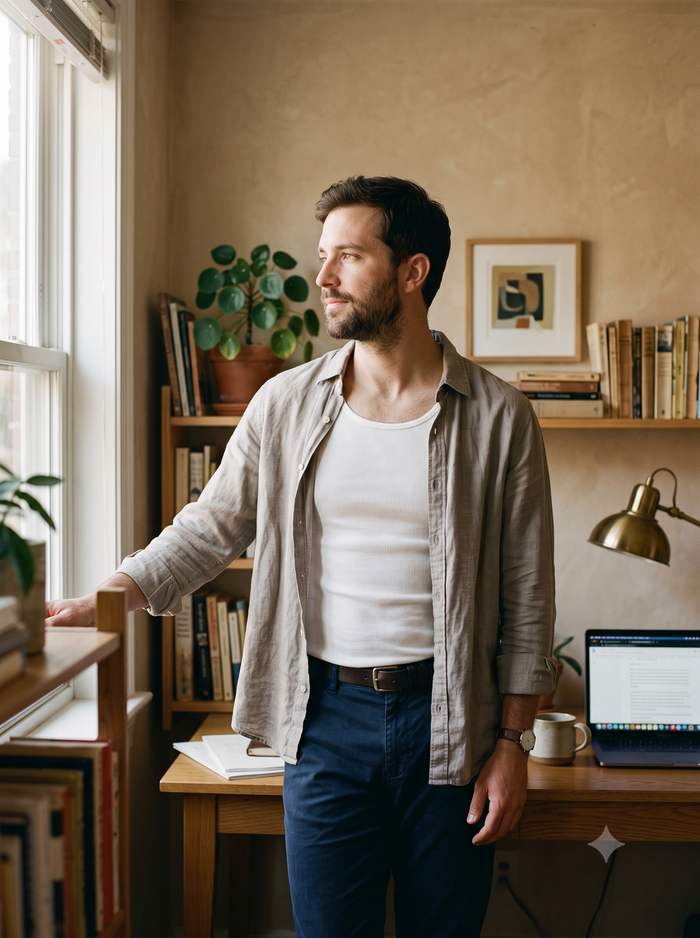 Le débardeur porté sous une chemise ouverte